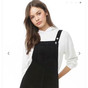 Forever 21 Black Corduroy Overall Dress Pocket